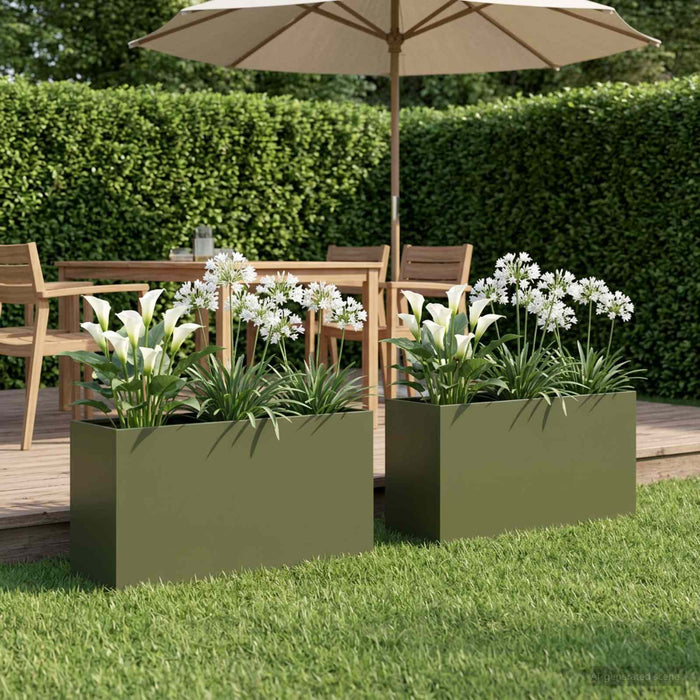 Vază pentru Grădină 2 buc. Verde măsliniu 100 x 30 x 40 cm WALTI