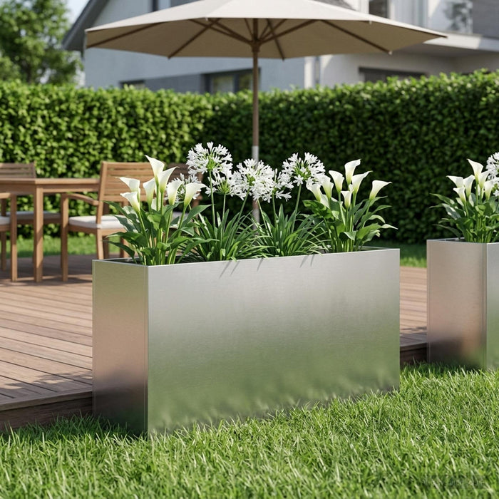 Vază pentru Grădină Argintiu 100 x 30 x 40 cm Oţel inoxidabil WALTI