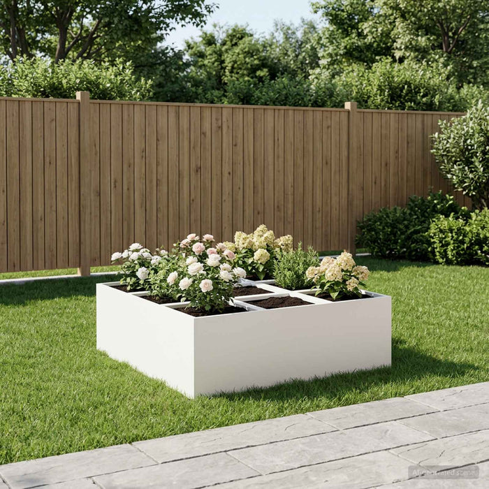 Vază pentru Grădină Alb 100 x 100 x 40 cm Oțel laminat la rece WALTI