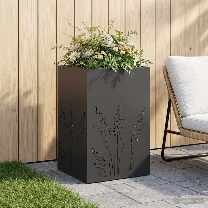 Vază pentru Grădină Negru 50 x 50 x 75 cm Oțel laminat la rece WALTI