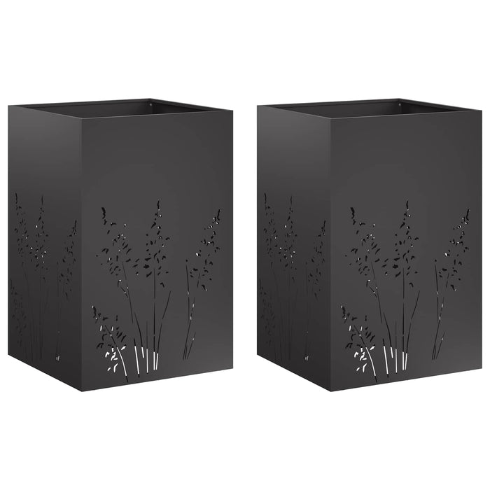 Vază pentru Grădină 2 buc. Negru 50 x 50 x 75 cm WALTI