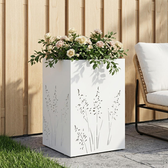 Vază pentru Grădină Alb 50 x 50 x 75 cm Oțel laminat la rece WALTI