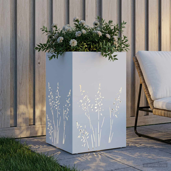 Vază pentru Grădină Alb 50 x 50 x 75 cm Oțel laminat la rece WALTI