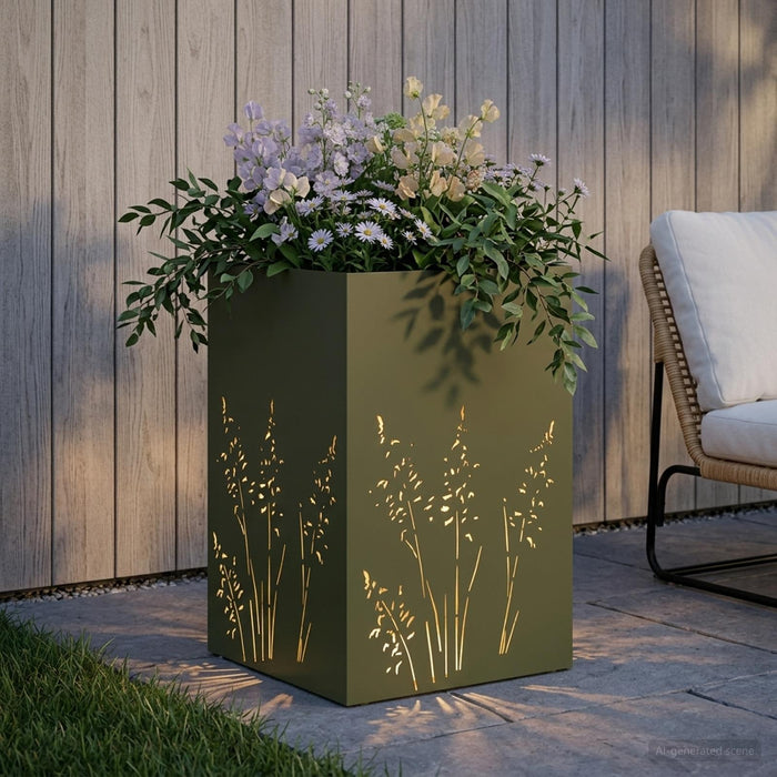 Vază pentru Grădină Verde măsliniu 50 x 50 x 75 cm WALTI