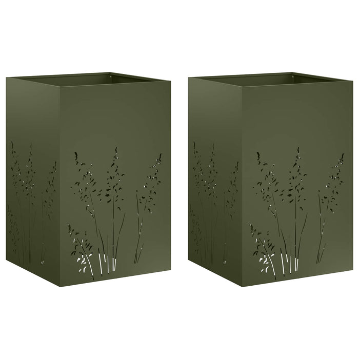 Vază pentru Grădină 2 buc. Verde măsliniu 50 x 50 x 75 cm WALTI