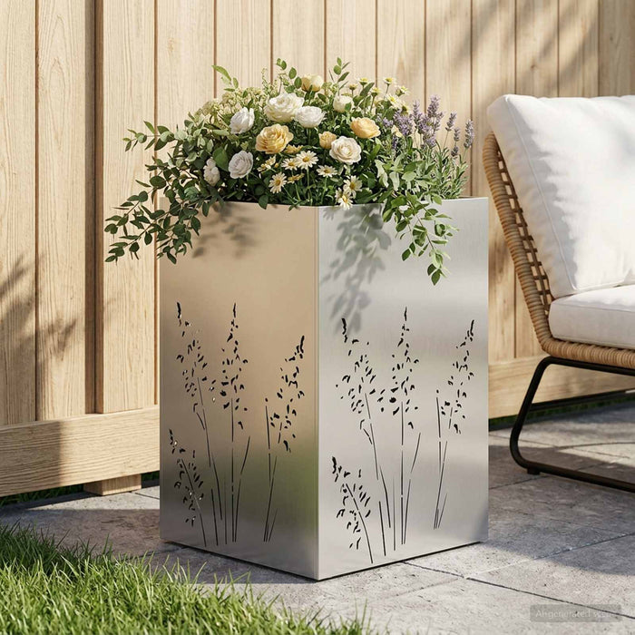 Vază pentru Grădină Argintiu 50 x 50 x 75 cm Oţel inoxidabil WALTI