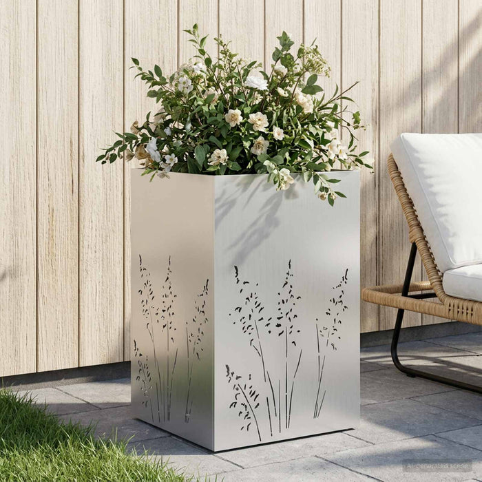 Vază pentru Grădină Argintiu 50 x 50 x 75 cm Oțel Galvanizat WALTI