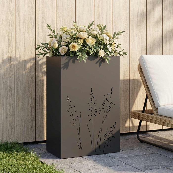 Vază pentru Grădină Negru 50 x 30 x 75 cm Oțel laminat la rece WALTI