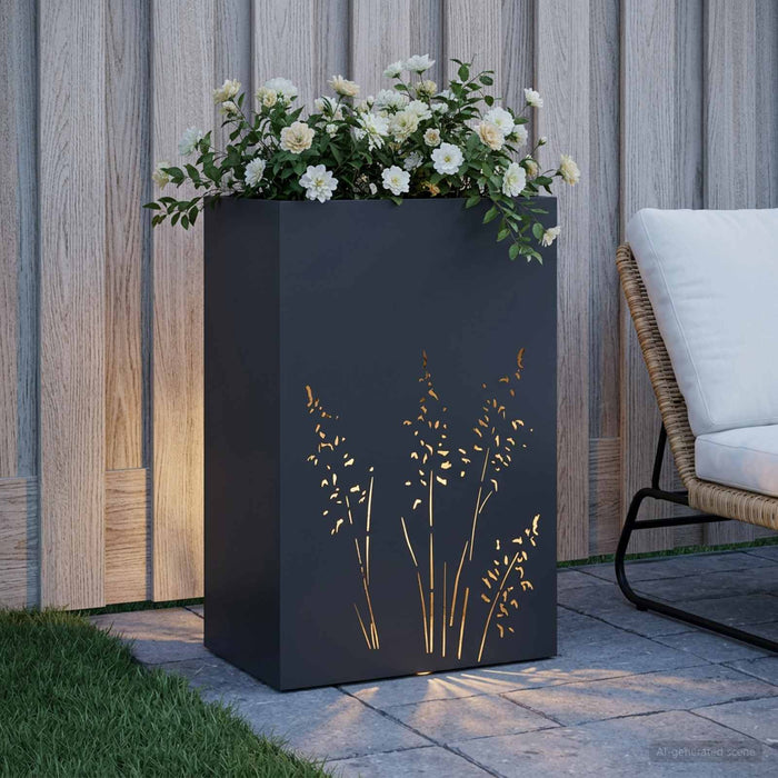 Vază pentru Grădină Negru 50 x 30 x 75 cm Oțel laminat la rece WALTI