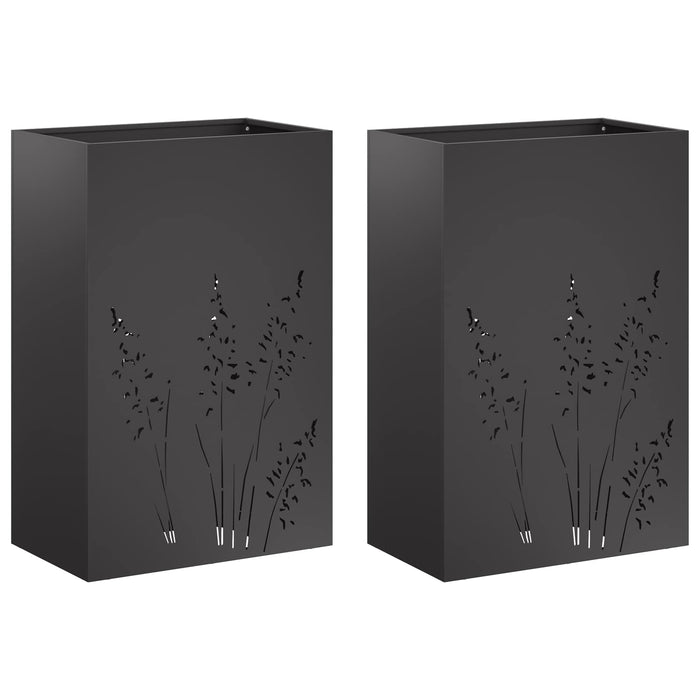 Vază pentru Grădină 2 buc. Negru 50 x 30 x 75 cm WALTI