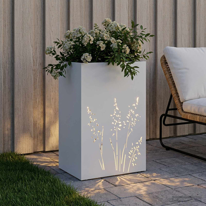 Vază pentru Grădină Alb 50 x 30 x 75 cm Oțel laminat la rece WALTI