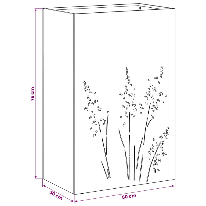 Vază pentru Grădină Alb 50 x 30 x 75 cm Oțel laminat la rece WALTI