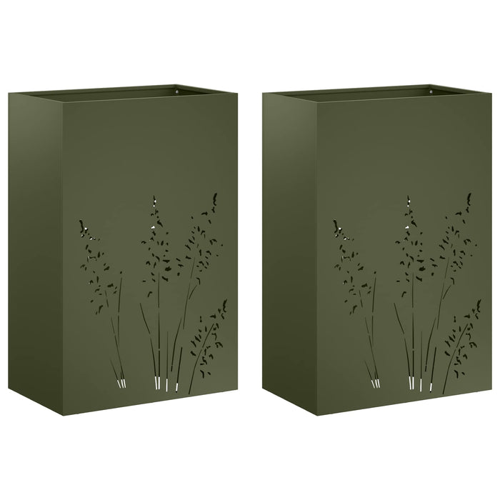 Vază pentru Grădină 2 buc. Verde măsliniu 50 x 30 x 75 cm WALTI