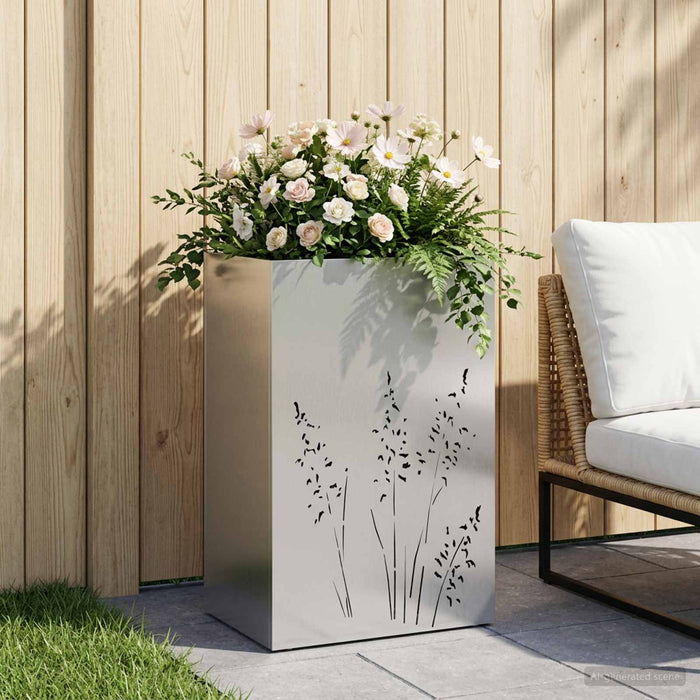 Vază pentru Grădină Argintiu 50 x 30 x 75 cm Oţel inoxidabil WALTI