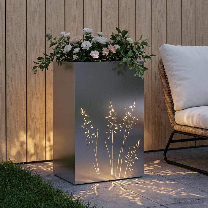 Vază pentru Grădină Argintiu 50 x 30 x 75 cm Oţel inoxidabil WALTI