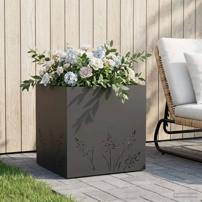 Vază pentru Grădină Negru 50 x 50 x 49 cm Oțel laminat la rece WALTI