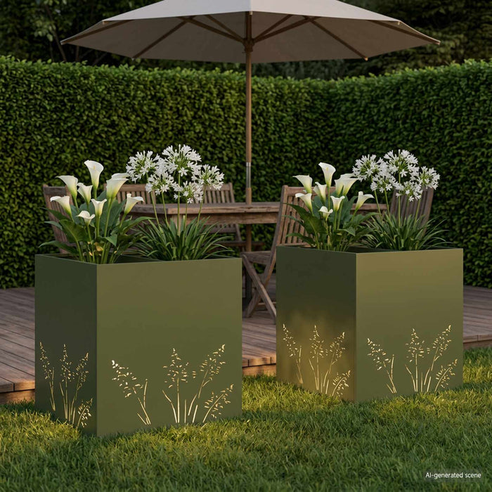 Vază pentru Grădină 2 buc. Verde măsliniu 50 x 50 x 49 cm WALTI
