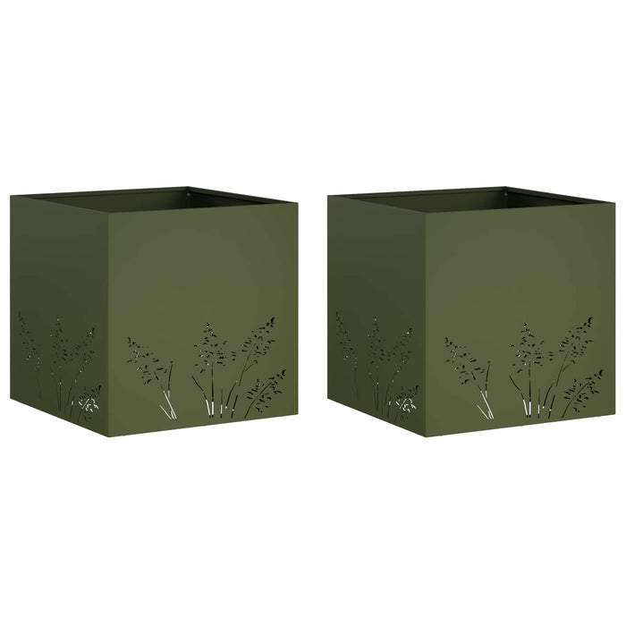 Vază pentru Grădină 2 buc. Verde măsliniu 50 x 50 x 49 cm WALTI