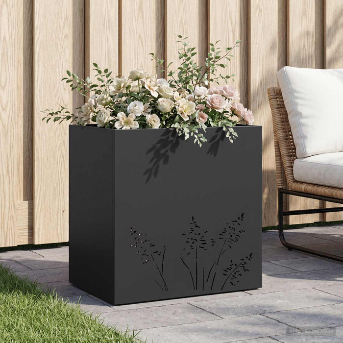 Vază pentru Grădină Negru 50 x 30 x 49 cm Oțel laminat la rece WALTI