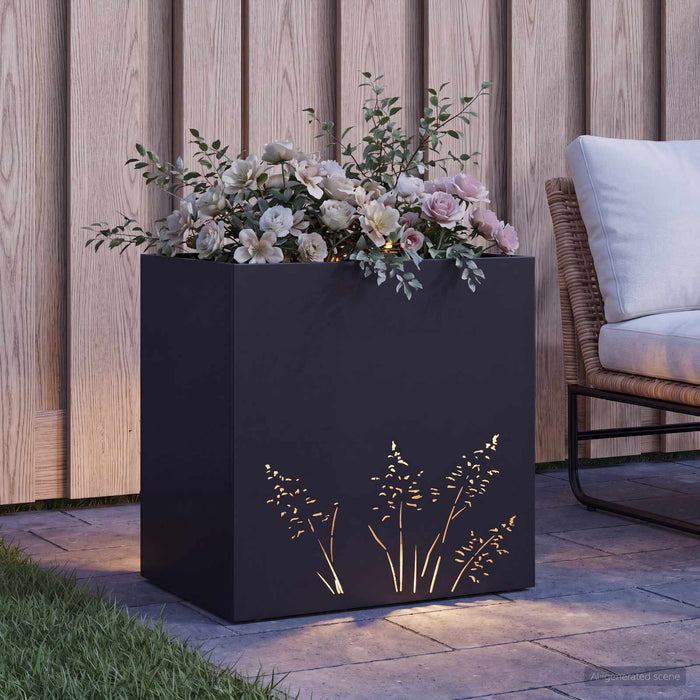 Vază pentru Grădină Negru 50 x 30 x 49 cm Oțel laminat la rece WALTI