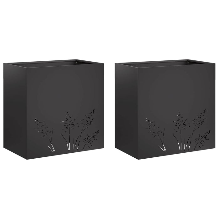 Vază pentru Grădină 2 buc. Negru 50 x 30 x 49 cm WALTI