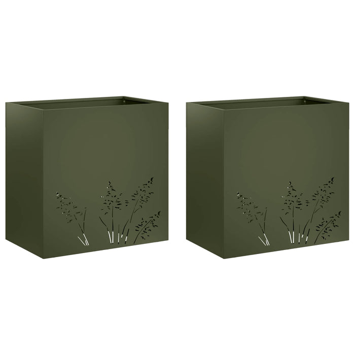 Vază pentru Grădină 2 buc. Verde măsliniu 50 x 30 x 49 cm - WALTI WALTI