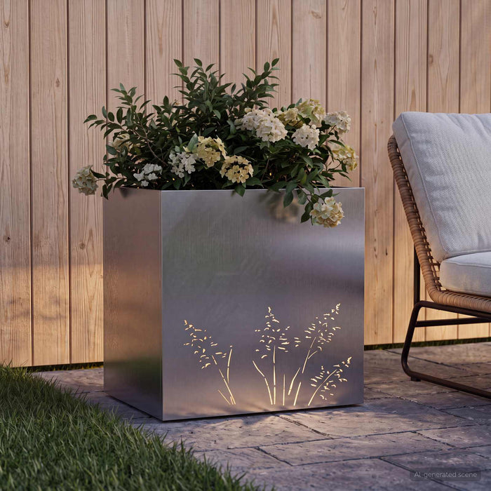 Vază pentru Grădină Argintiu 50 x 30 x 49 cm Oţel inoxidabil WALTI