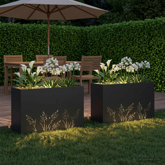 Vază pentru Grădină 2 buc. Negru 80 x 20 x 49 cm WALTI