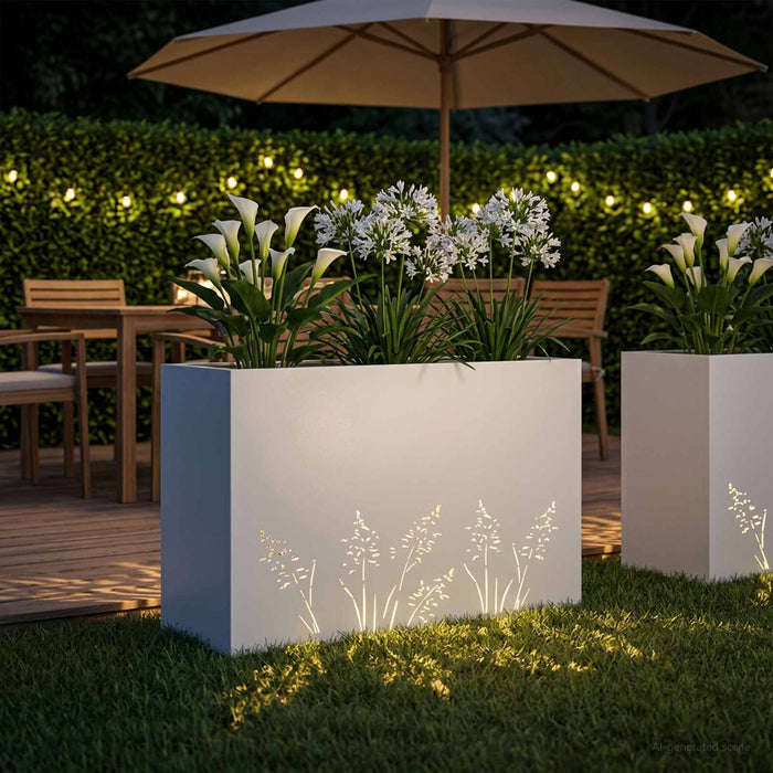 Vază pentru Grădină Alb 80 x 20 x 49 cm Oțel laminat la rece - WALTI WALTI