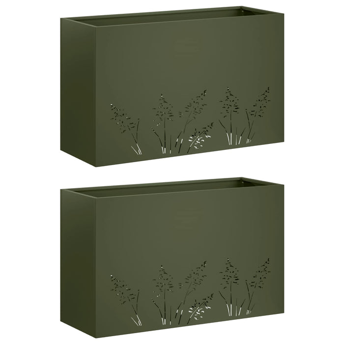 Vază pentru Grădină 2 buc. Verde măsliniu 80 x 20 x 49 cm WALTI