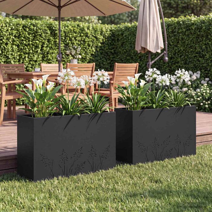 Vază pentru Grădină 2 buc. Negru 80 x 30 x 49 cm WALTI
