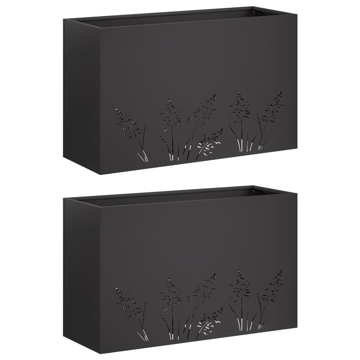 Vază pentru Grădină 2 buc. Negru 80 x 30 x 49 cm WALTI