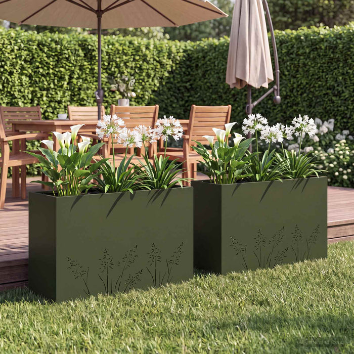 Vază pentru Grădină 2 buc. Verde măsliniu 80 x 30 x 49 cm WALTI