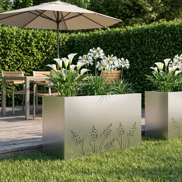 Vază pentru Grădină Argintiu 80 x 30 x 49 cm Oţel inoxidabil WALTI