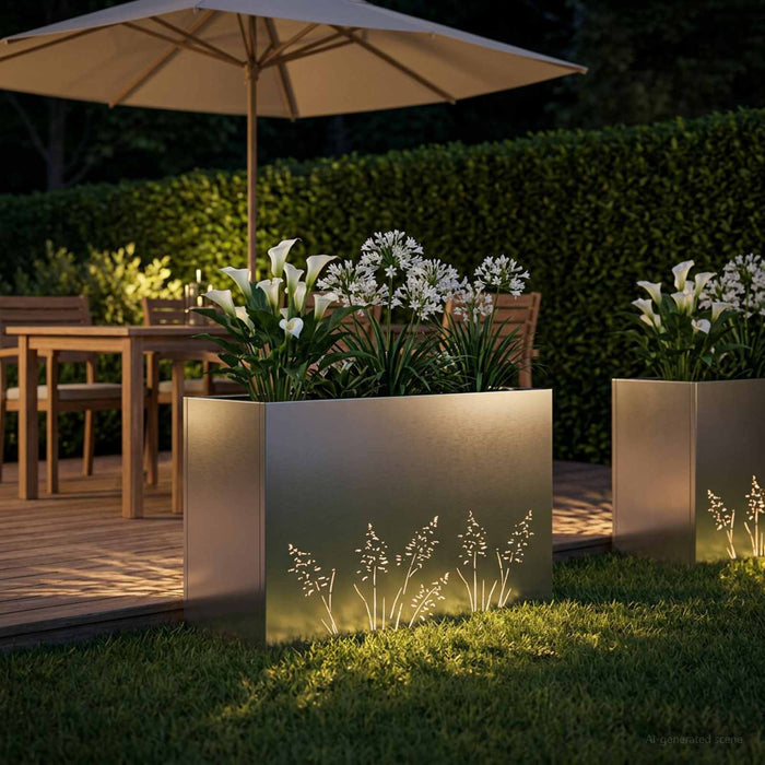 Vază pentru Grădină Argintiu 80 x 30 x 49 cm Oţel inoxidabil WALTI