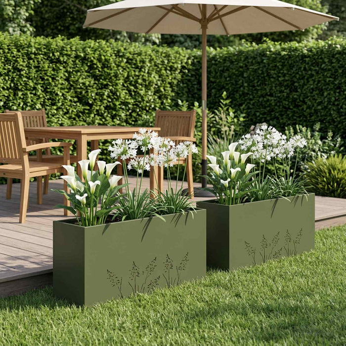 Vază pentru Grădină 2 buc. Verde măsliniu 100 x 20 x 49 cm - WALTI WALTI