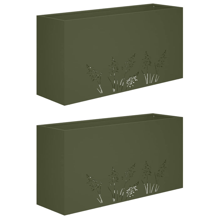 Vază pentru Grădină 2 buc. Verde măsliniu 100 x 20 x 49 cm - WALTI WALTI