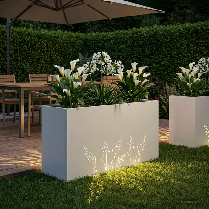 Vază pentru Grădină Alb 100 x 30 x 49 cm Oțel laminat la rece - WALTI WALTI