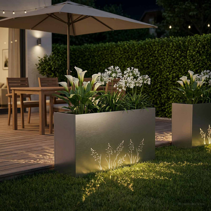Vază pentru Grădină Argintiu 100 x 30 x 49 cm Oţel inoxidabil WALTI