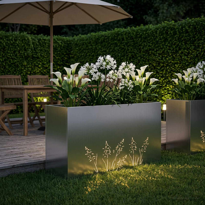Vază pentru Grădină Argintiu 100 x 30 x 49 cm Oțel Galvanizat WALTI