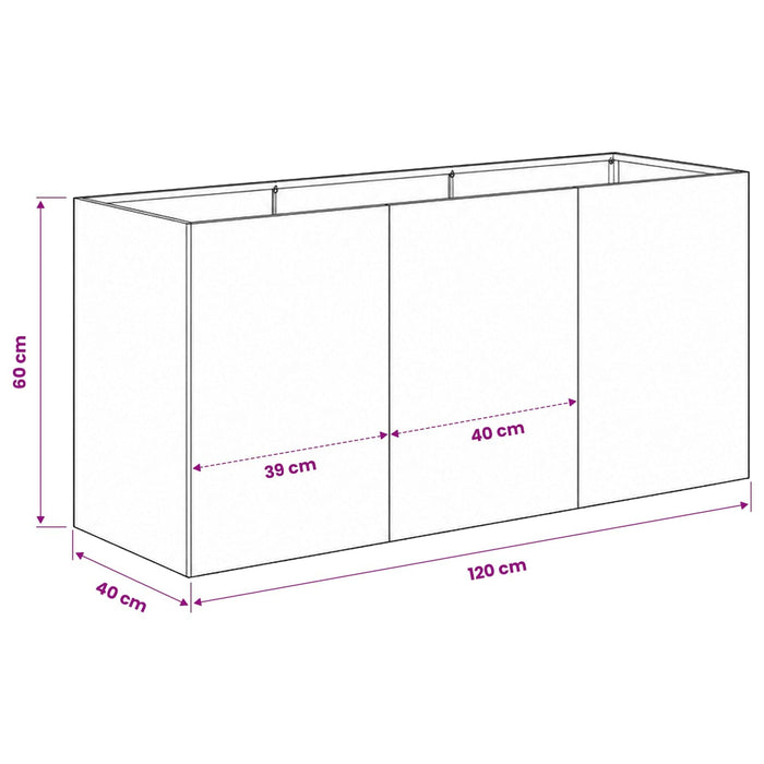 Vază pentru Grădină Alb 120 x 40 x 60 cm Oțel laminat la rece WALTI