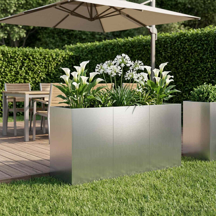 Vază pentru Grădină Argintiu 120 x 40 x 60 cm Oțel Galvanizat WALTI