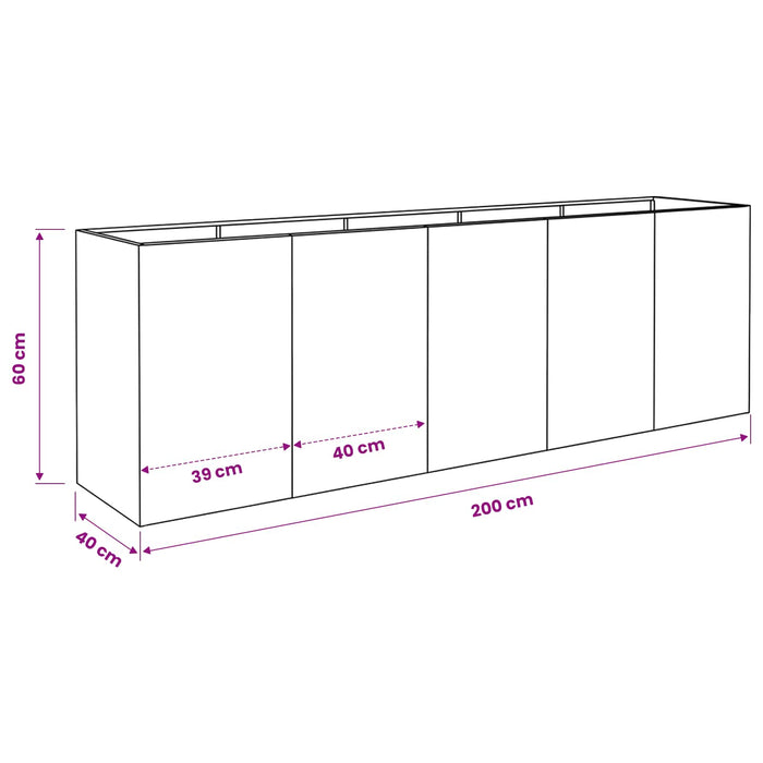 Vază pentru Grădină Negru 200 x 40 x 60 cm Oțel laminat la rece - WALTI WALTI