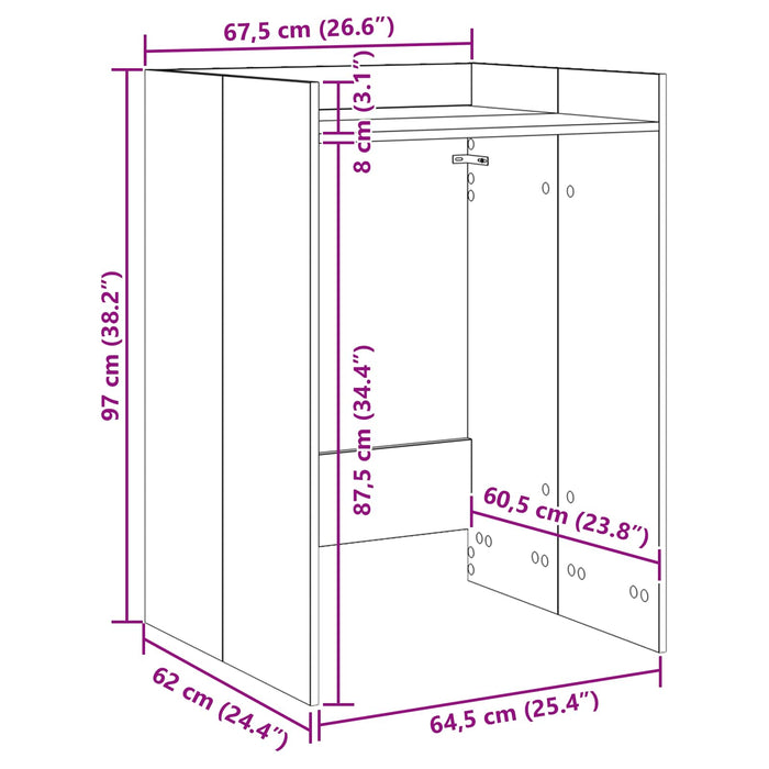 Dulap pentru mașina de spălat Stejar Negru 67,5 x 62 x 97 cm WALTI