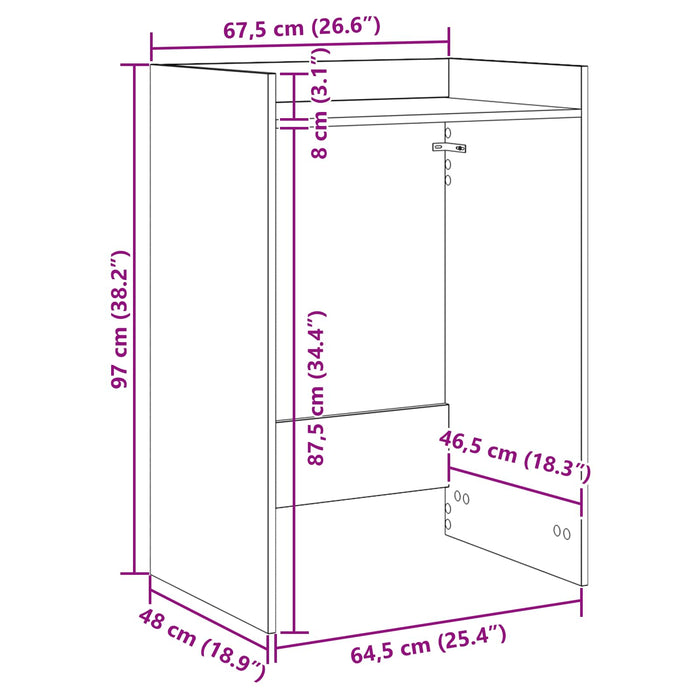 Dulap pentru mașina de spălat Alb 67,5 x 48 x 97 cm - WALTI WALTI