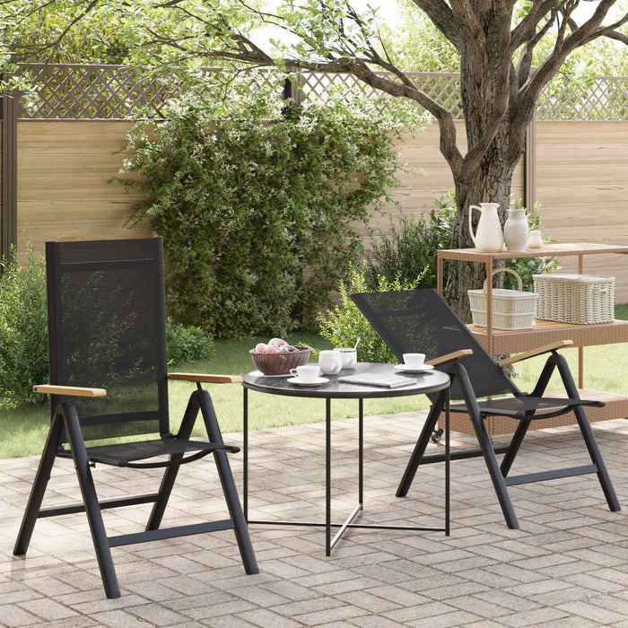 Scaune de grădină rabatabile 2 pcs Negru 58 x 73 x 111,5 cm - WALTI WALTI