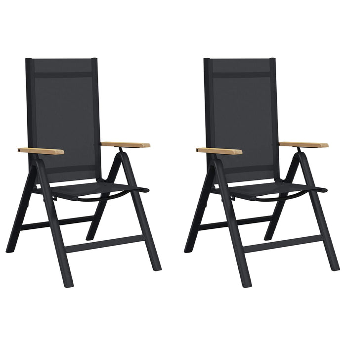 Scaune de grădină rabatabile 2 pcs Negru 58 x 73 x 111,5 cm - WALTI WALTI