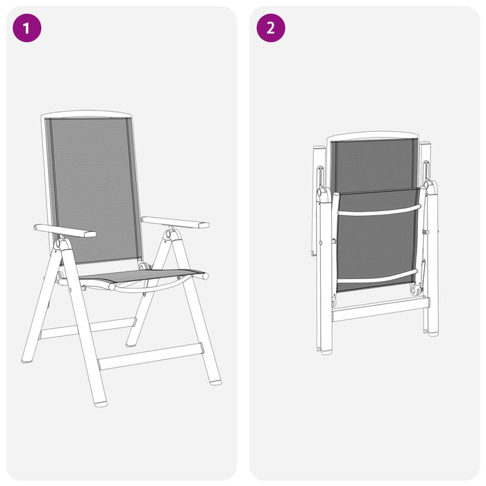 Scaune de grădină rabatabile 2 pcs Negru 58 x 71 x 112 cm - WALTI WALTI