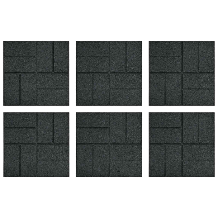 Piatra de pași 6 pcs Negru 40,5 x 40,5 x 2 cm Cauciuc - WALTI WALTI