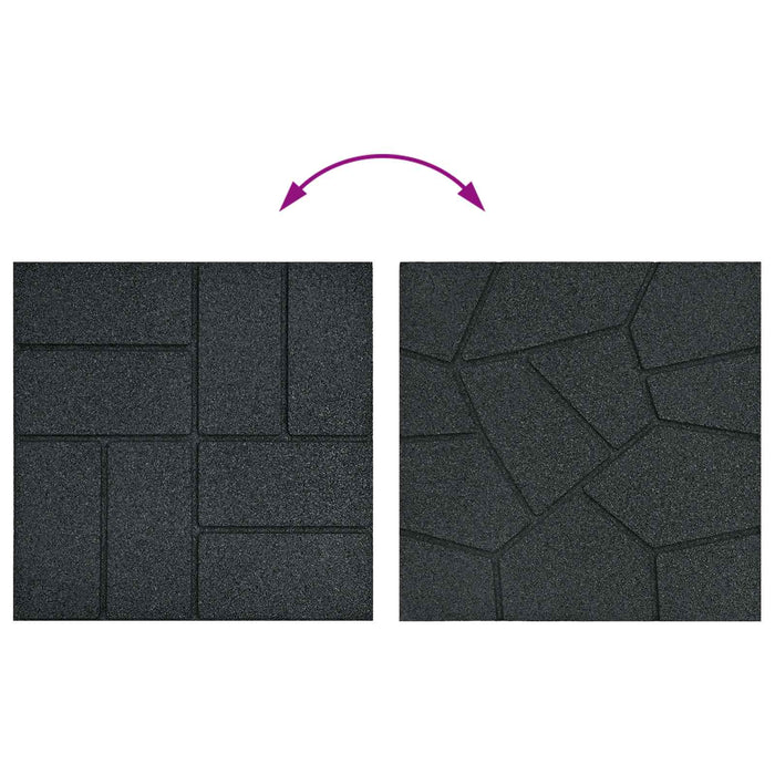 Piatra de pași 6 pcs Negru 40,5 x 40,5 x 2 cm Cauciuc - WALTI WALTI
